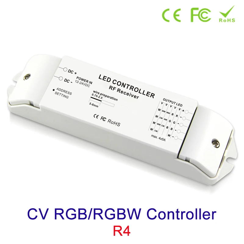 Новый RGB/RGBW контроллер Светодиодная лента приемник T3 + R4 выходной ток Макс 5Ax4CH DC 12v