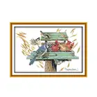 Птичье гнездо для мебели, вышивка ручной работы, 11CT 14CT крючком нить DMC вышитый узор с животными