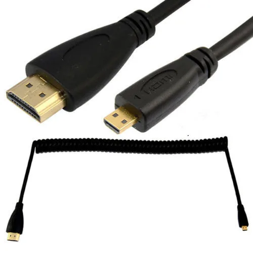 Спиральный витой кабель HEC с разъемом Micro USB HDMI папа длиной 3 м позолоченным