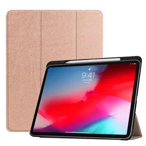 Rose Golden Чехол для iPad Pro 12,"() Smart Cover Pencil Holder Funda для нового iPad Pro 12,9 дюйма ультратонкая подставка Shell+ пленка+ ручка - Цвет: Rose Golden