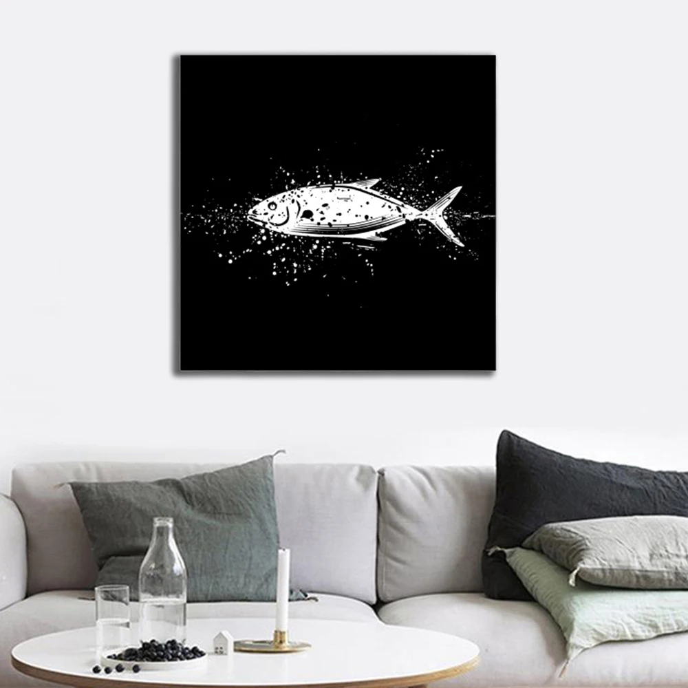 Laeacco Fish простота абстрактный холст Картина маслом настенные картины для гостиной