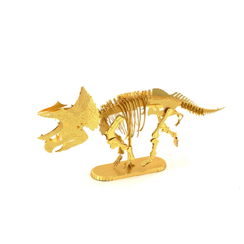 Golden Dinosaur Tyrannosaurus Stegosaurus DIY Metal Puzzles Jigsaw Educational Action Figures Miniatures Board Game | Спорт и