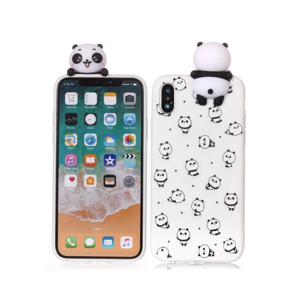 L-FADNUT чехол для телефона с 3D милой пандой iPhone X Xr Xs Max Модный милый бампер 6 6S 7 8 Plus 5 5S