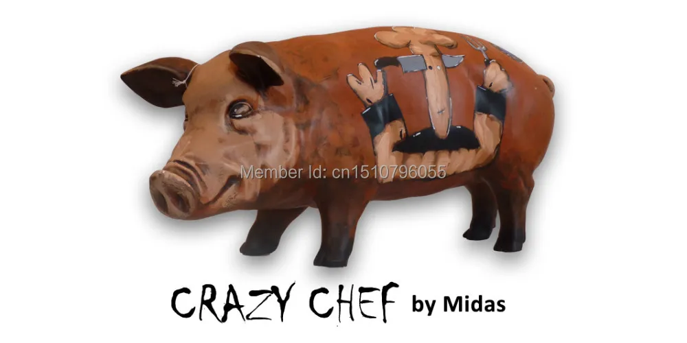 Полирезиновые художественные свинки коллекционные скульптуры Crazy Chef | Дом и сад