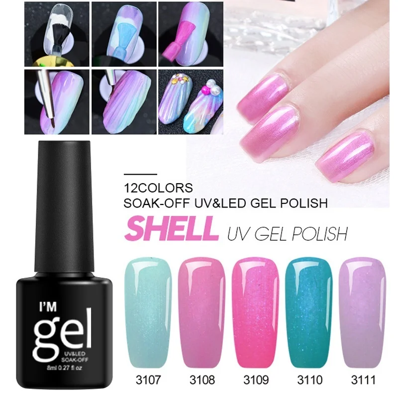 

1Pcs Nail Art Retouching Nail Polish Glue Pearl Shell Mirror Nail Pigment Glitter Ultraviolet Gel Fingernail Beauty Makeup Tool