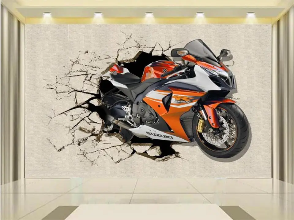 3d фото обои на заказ роспись для гостиной современный мотоцикл перерыв настенная