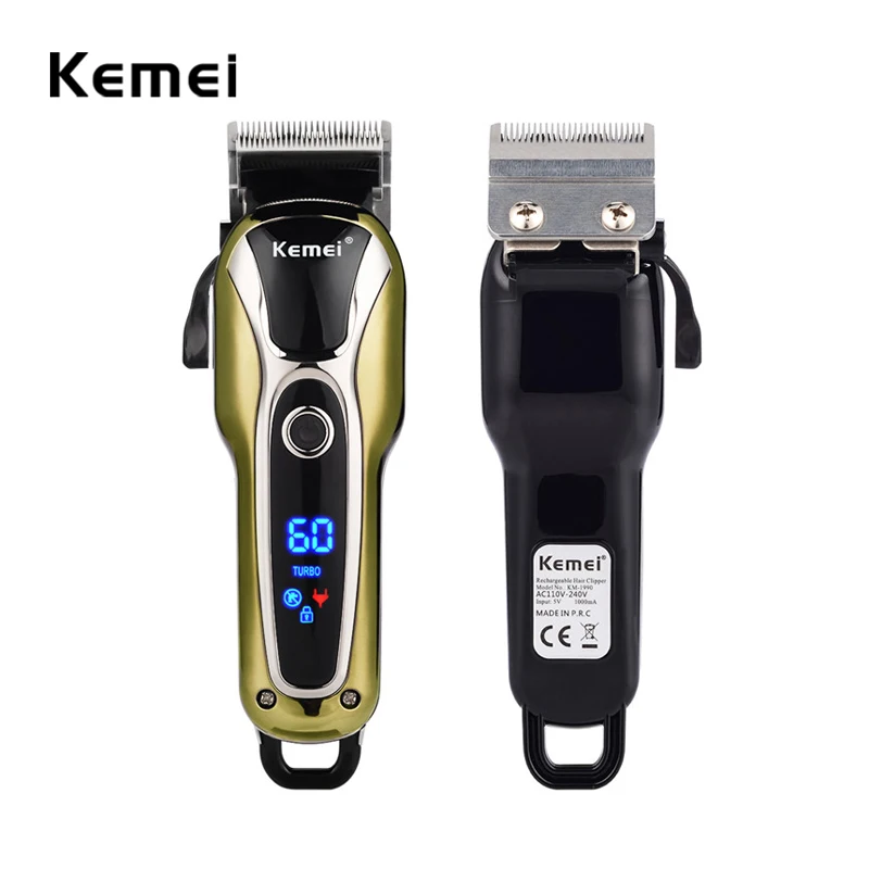 Kemei 100-240 В перезаряжаемый электрический триммер для волос с ЖК-дисплеем