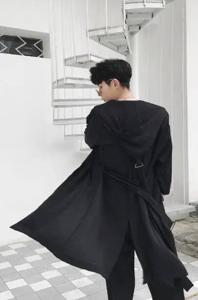 M 4XL летняя Корейская версия Мужская Длинные хлопковые плащ тонкий срез свободные