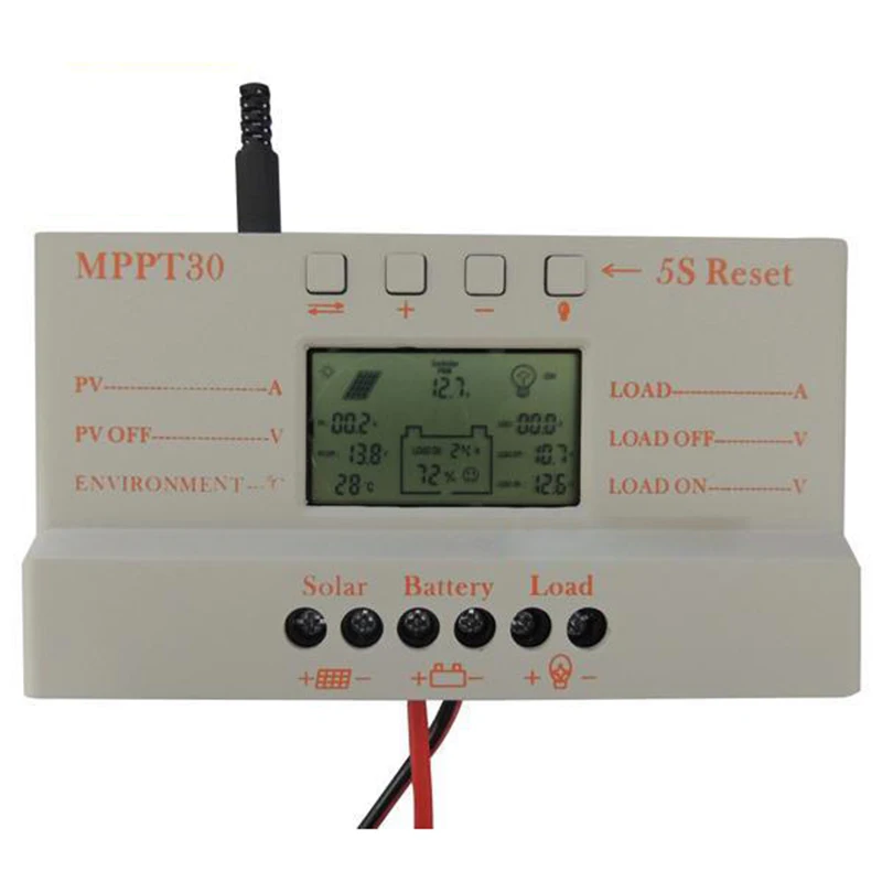 Регулятор заряда панели солнечных батарей 12V 24V 380W 760W с ЖК дисплеем USB 30A MPPT цвет