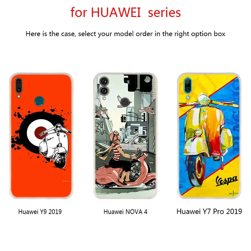 Чехлы для телефонов Vespa Scooter Huawei Mate 30 20 10 Lite Pro мягкий силиконовый чехол Y9 2019 2018 Nova 5T