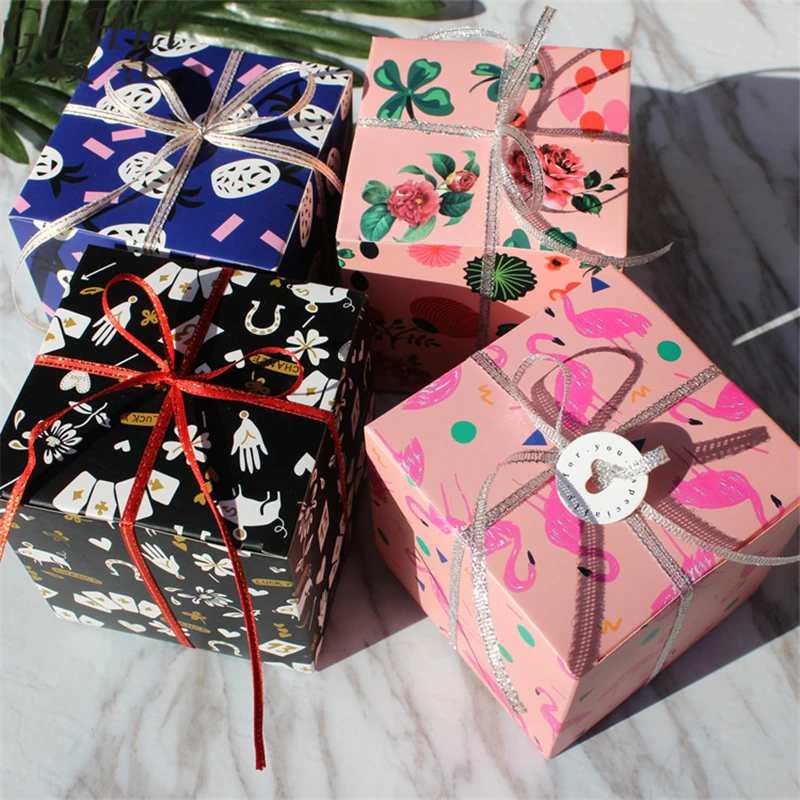 50 шт. Фламинго рука ананас розы цветы квадратной формы коробка конфет подарок