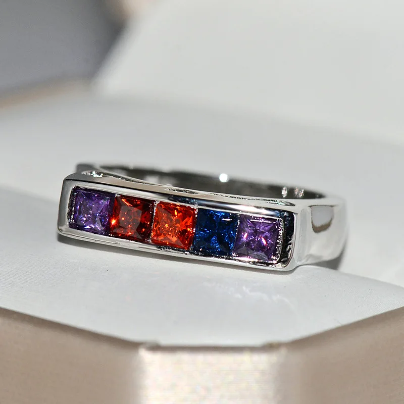 High quality Colorful Zircon Rainbow Rings for Women Fashion Wedding Engagement Ring Jewelry gift | Украшения и аксессуары