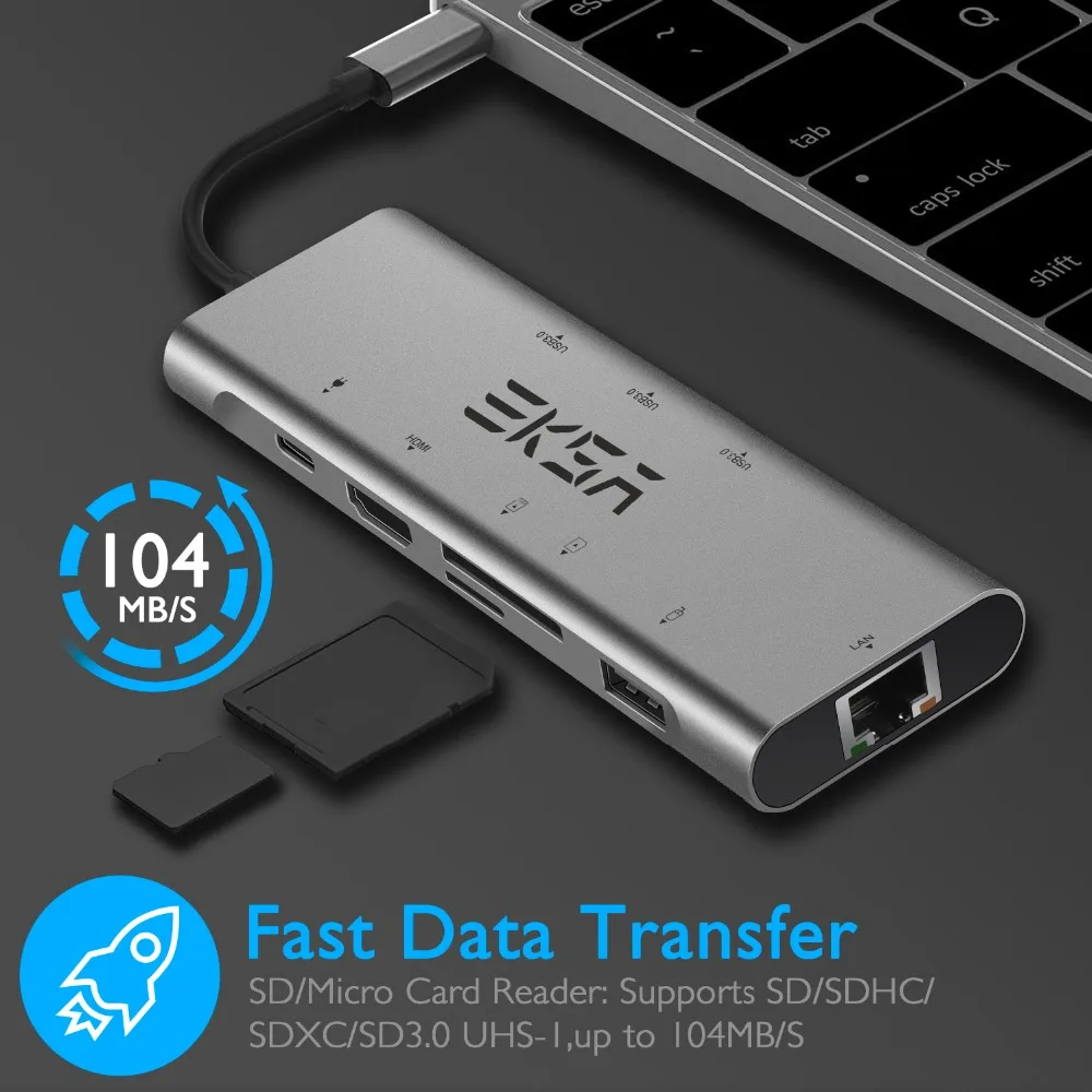 EKSA usb хаб USB C концентратор для HDMI RJ45 3 0 9 в 1 MacBook samsung Galaxy S10 huawei mate 20 P20 Pro type