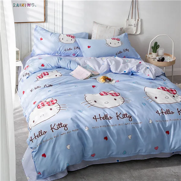 style8 Домашний текстиль, рисунок Hello kitty, Комплект постельного белья для детей, хлопковое постельное белье, 4 шт., простыня, наволочка, пододеяльник, набор постельного белья, Лидер продаж - Цвет: style8