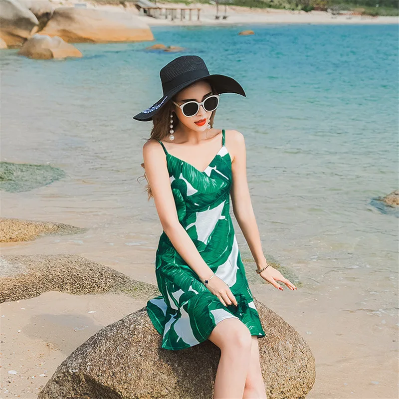 2017 новый летний европейский и американский стиль моды green beach dress женщины