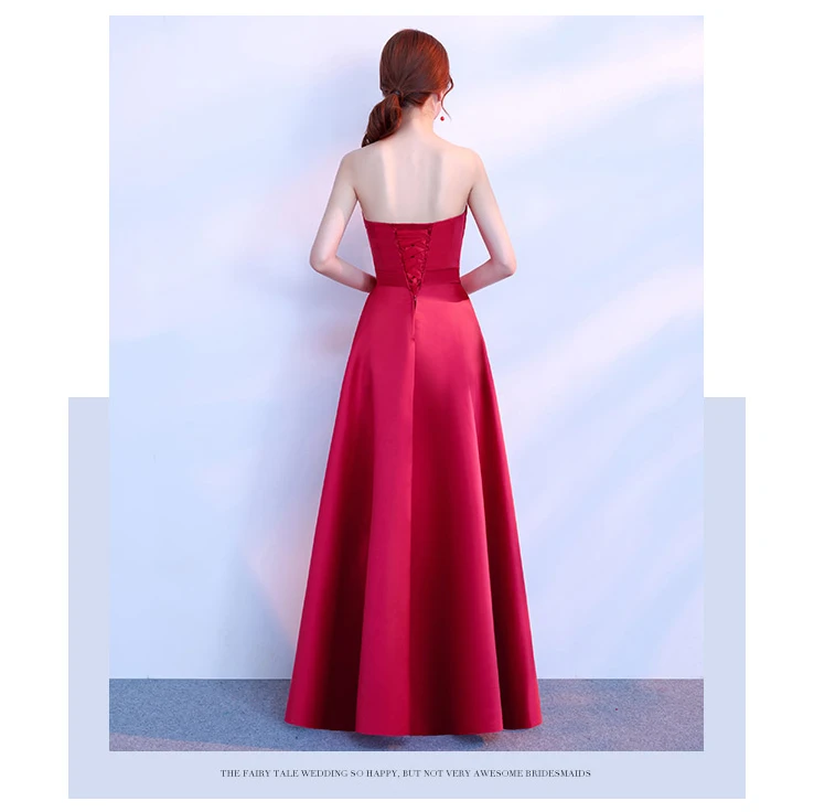 Красное вино без бретелек Китайский Винтаж Формальные бордовые вечерние