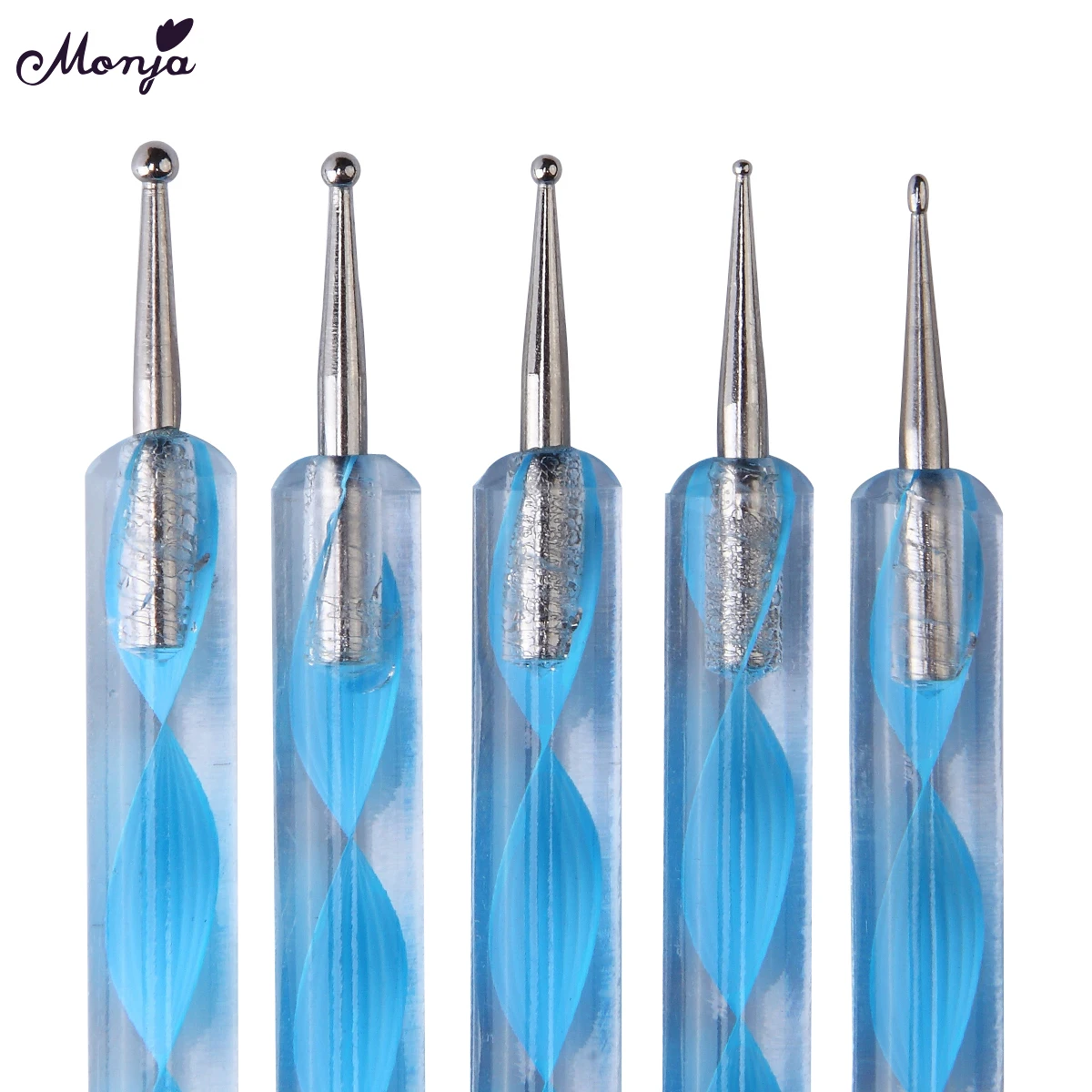 Monja 5 шт./компл. двойной конец нейл-арта силиконовый Скульптура резьба с тиснением и изображением моделирование строитель Rhinetstone бусины нажмите с силой так, устройство для захвата щетка