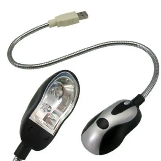 1pc Mouse shape USB LED light Light Flexible neck 2 lamp flexible with button for notebook&ampPC free shipping track |