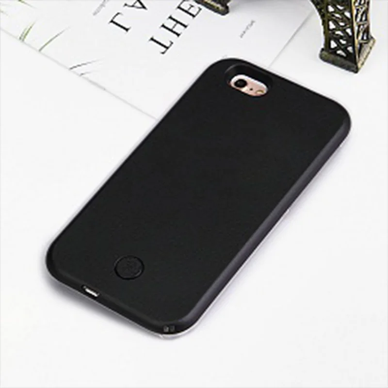 black Светильник для селфи для iPhone 7 Plus, чехол для iPhone 5, 5S, 6, 6s Plus, светильник s, вспышка, Роскошный чехол для iPhone 7, 8, 6, 6s Plus, X - Цвет: black