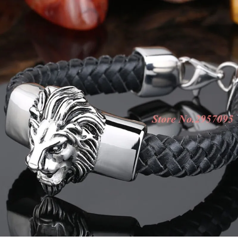 Высококачественный Браслет из натуральной кожи ювелирные изделия нержавеющей