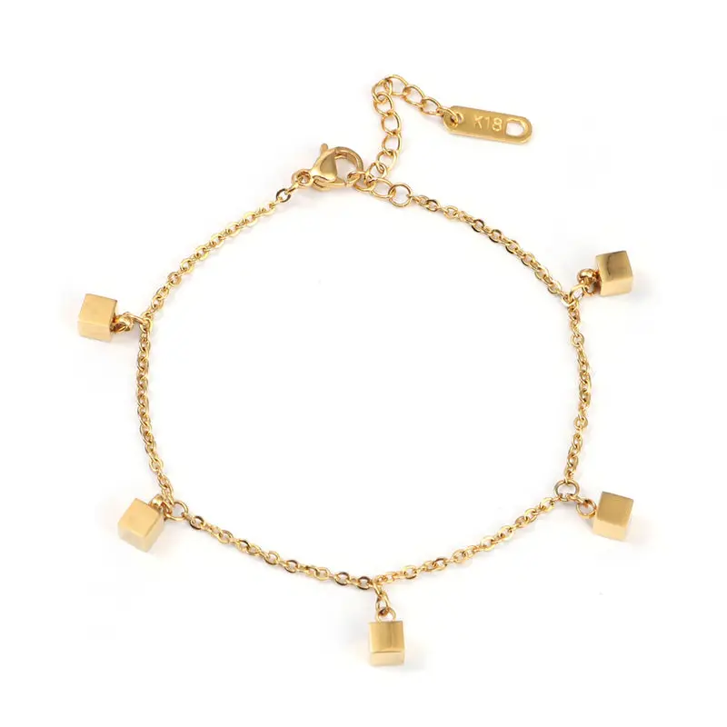 Модный двухслойный браслет из нержавеющей стали Золотой Круглый Кубический с