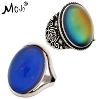 2pcs antique silver plated color changing mood rings changing color temperature emotion feeling rings set for womenmen 004 022