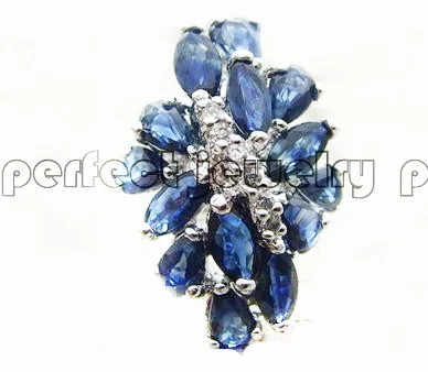 Natural sapphire ring 0.5ct*14pcs gemstone Free shipping real 925 sterling silver Fine jewelry #C190118007 | Украшения и