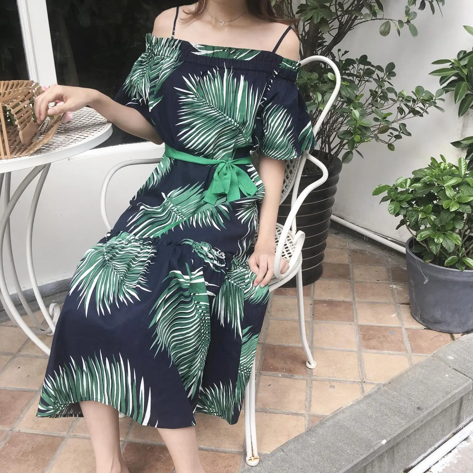 Богемный длинное пляжное платье цветочный женское Повседневное туники Slash