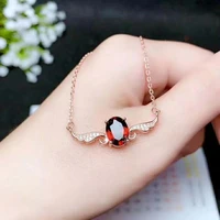xin yi peng 925 silver plated gold inlaid natural garnet female necklace for women necklace pendant fine jewelry s925