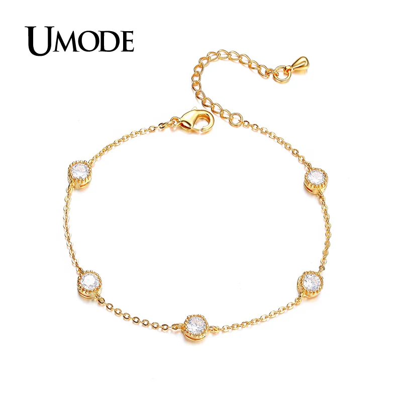 Модные золотые браслеты UMODE из звеньев цепи для женщин Рождественская бижутерия