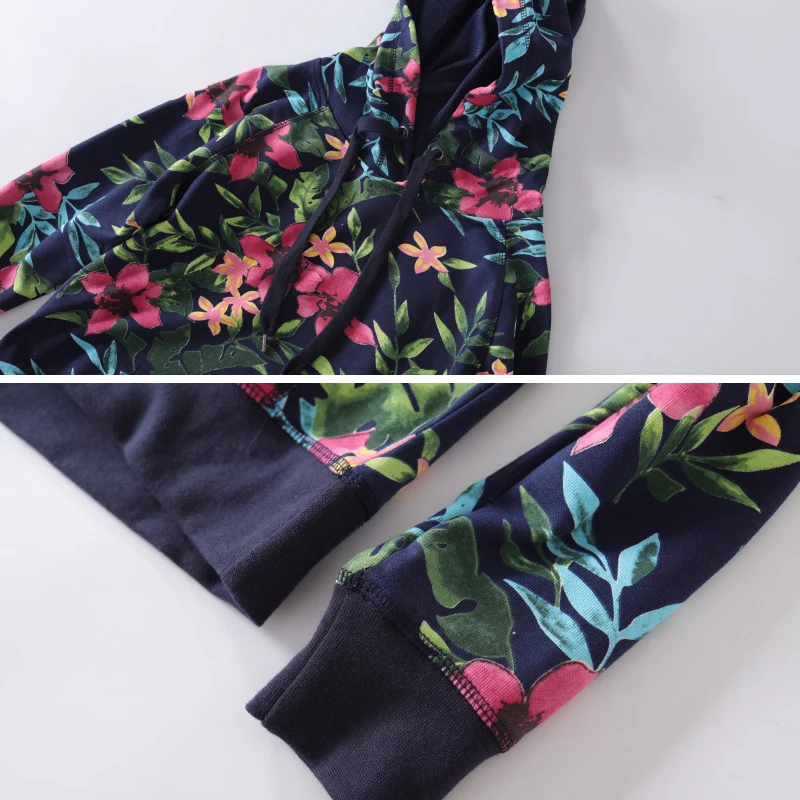 Весенняя женская Толстовка Повседневная с капюшоном цветочным принтом | Женская