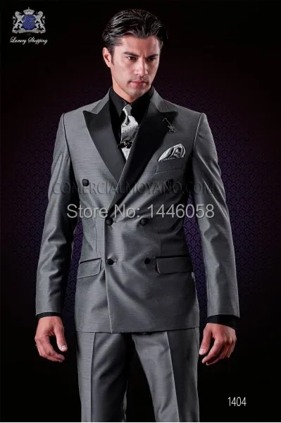 

2018 New Design Italian Suits For Men Double Breasted Classic Wedding Dress Prom Tuxedos Peaked Lapel Groomsman Men Wedding Suit