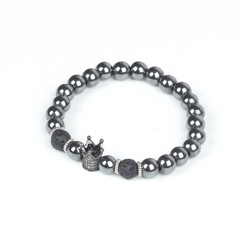 Новые бусины из гематита черная лава Императорская корона браслет для женщин и