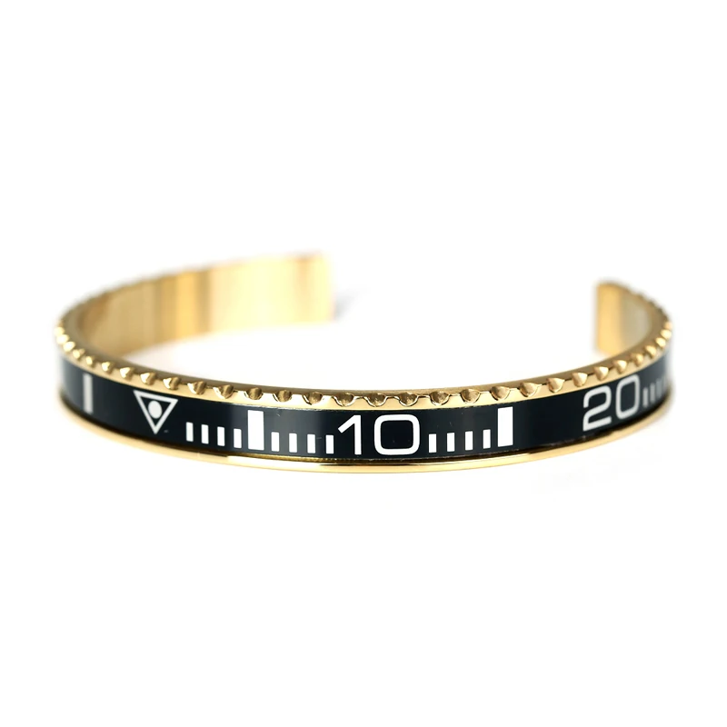 black Титановая сталь бразильские Pulseras винтажный позолоченный браслет для мужчин из нержавеющей стали манжета Спидометр браслет - Окраска металла: black