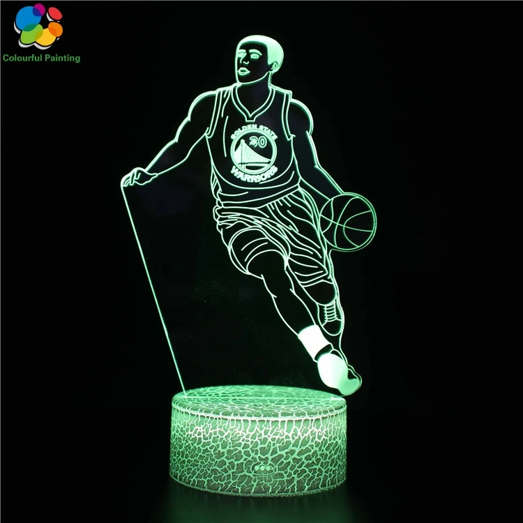 Баскетбол НБА Lakers Кобе Джеймс Харден Спорт 3D светодиодный трещины база ночник 7