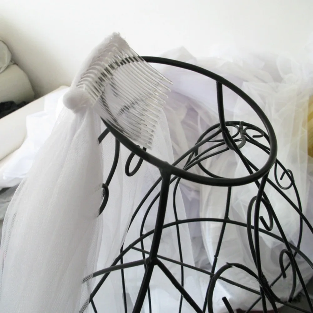 Свадебная фата с гребнем и кружевной лентой белый бежевый цвета|veil bridal|bridal veilwedding