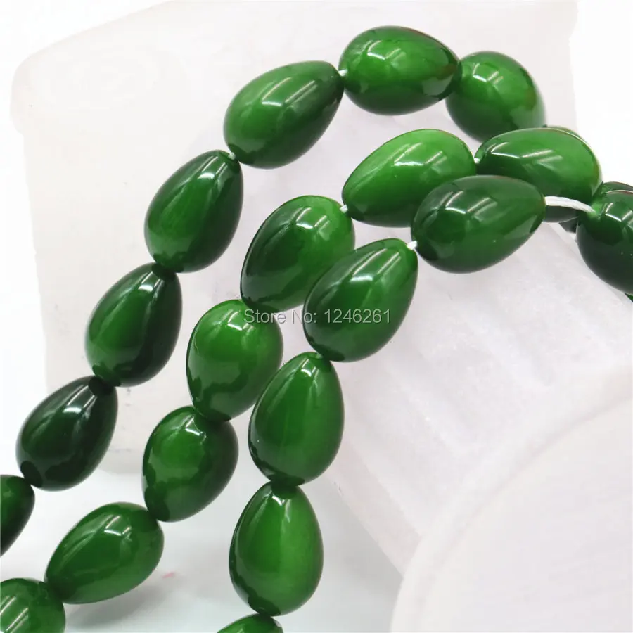 Модные Зеленые стеклянные жемчужные шарики 9x13 мм свободные с каплями воды