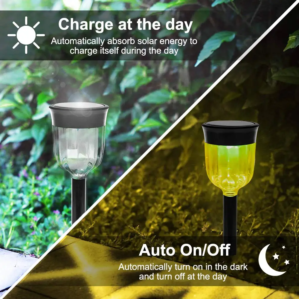 

6Pcs Solar Lights Bright Outdoor Garden Pathway Stake lights Waterproof Auto On/off Landscape Lighting for Yard Patio Walkway