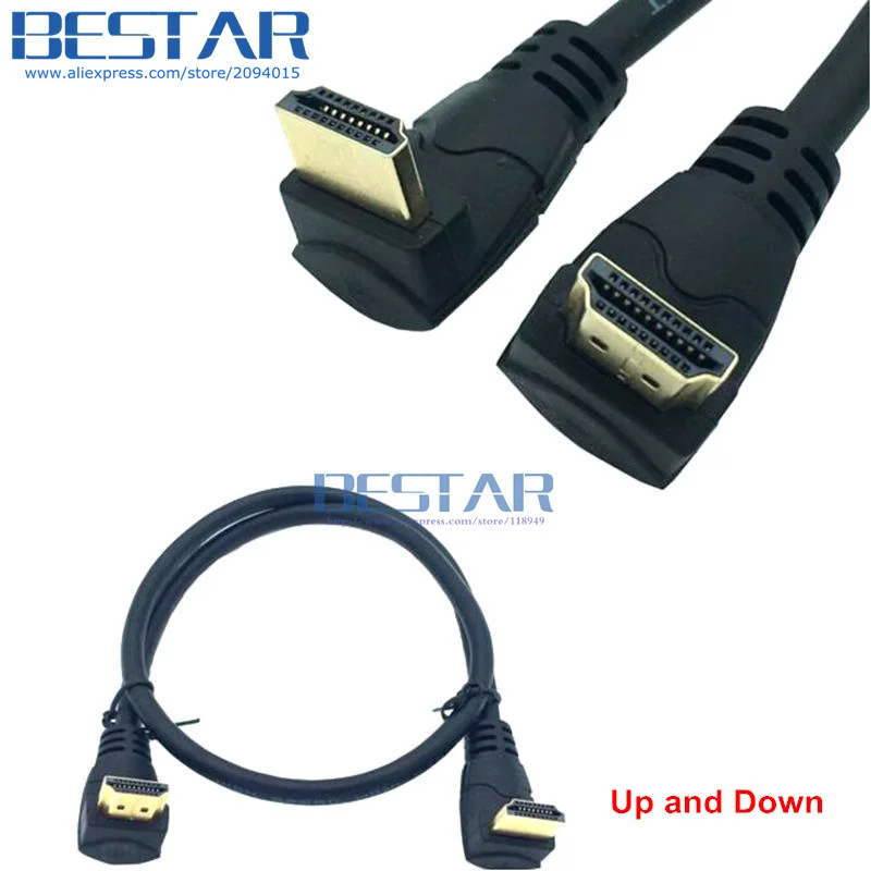 (100 шт./лот) HDMI 2 0 Угловой кабель 4K * 2K @ 60HZ вниз или вверх V штырь Удлинительный 30 см 1