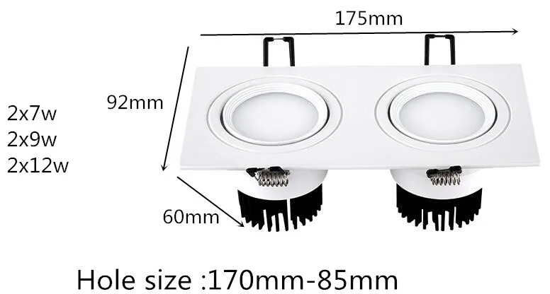 1 шт. светодиодный двойной квадратный светильник 14 Вт 18 24 Вт|led dimmable downlight|light