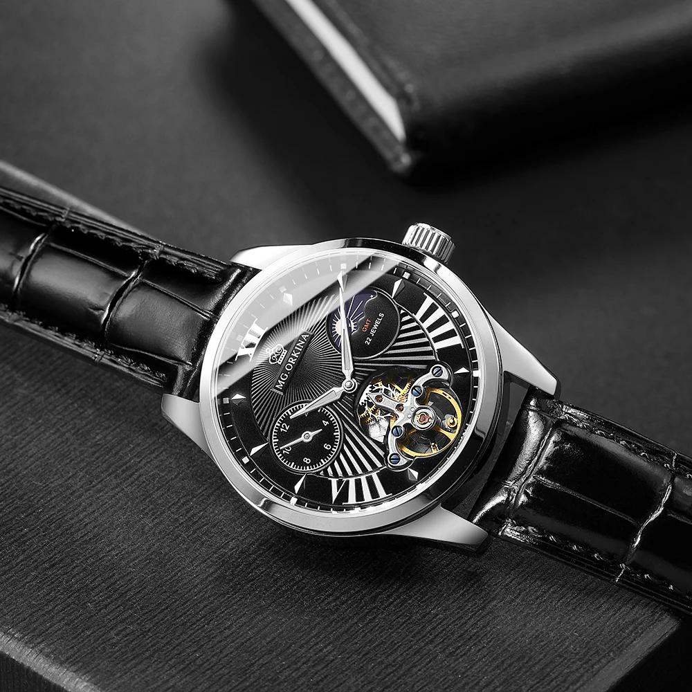 Роскошные Механические Мужские часы Tourbillon автоматические мужские винтажные