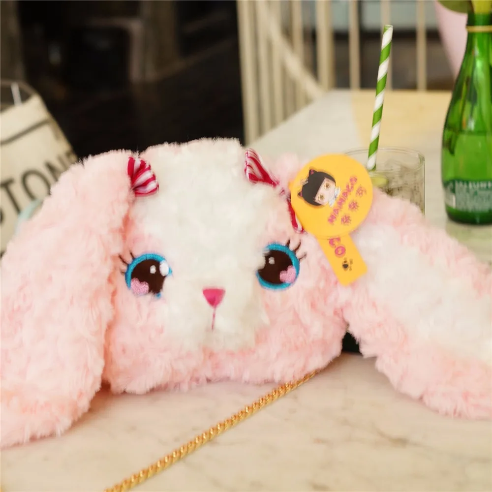 Kawaii Кролик голова кролик плюшевый рюкзак для девочек плюшевый медведь сумка на плечо подарок на день рождения Рождество