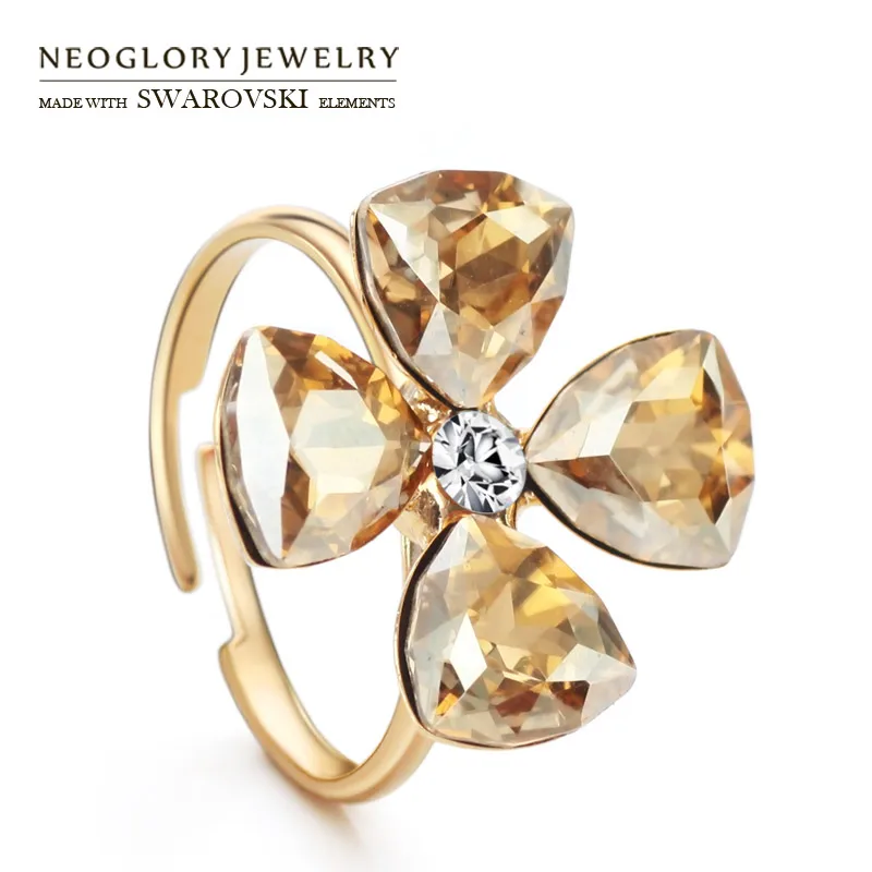 Neoglory Австрия Кристалл и чешские Стразы регулируемое кольцо Изысканный цветочный