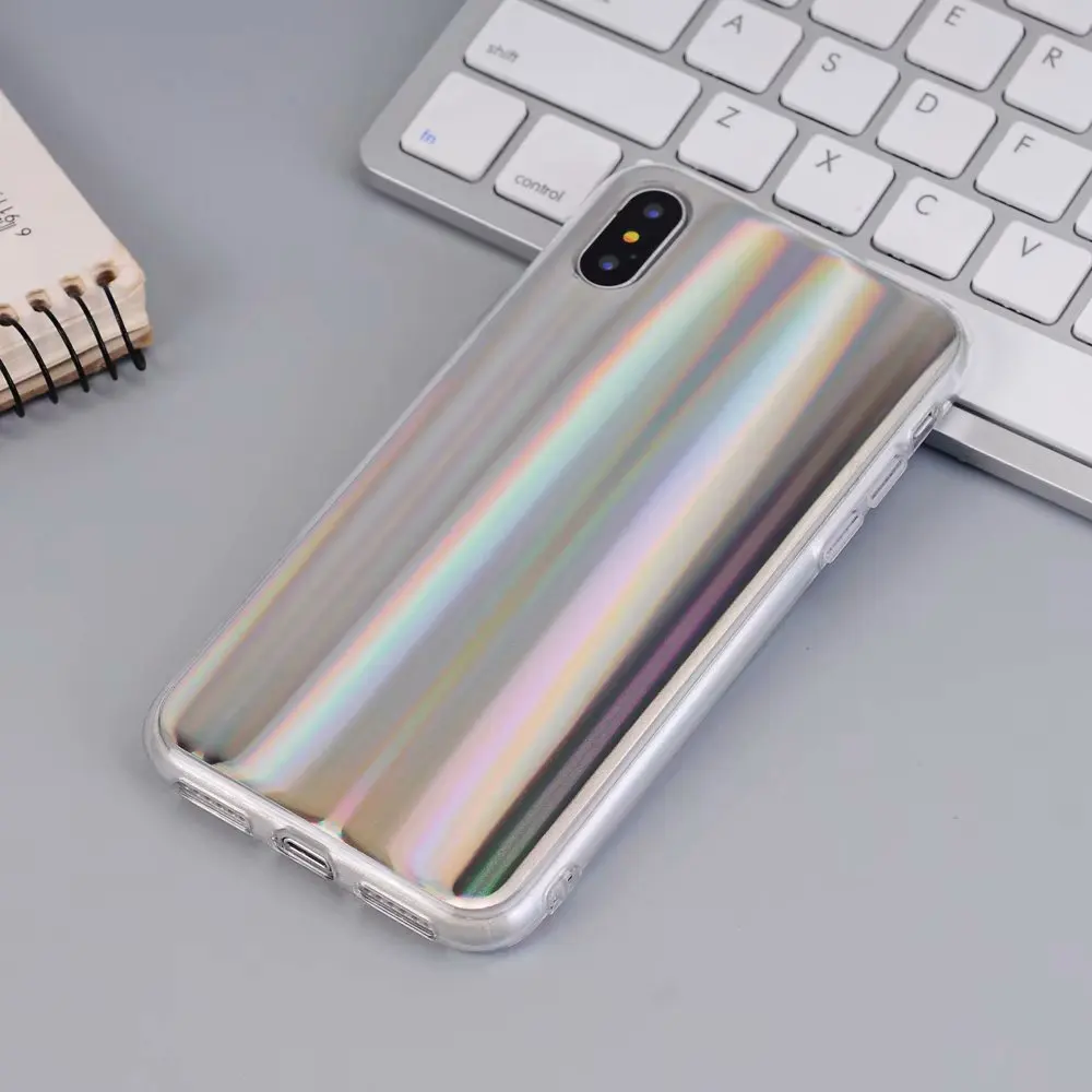 Новые роскошные голографическая зеркало лазерной чехол для телефона iPhone 6 6S 7 8 Plus