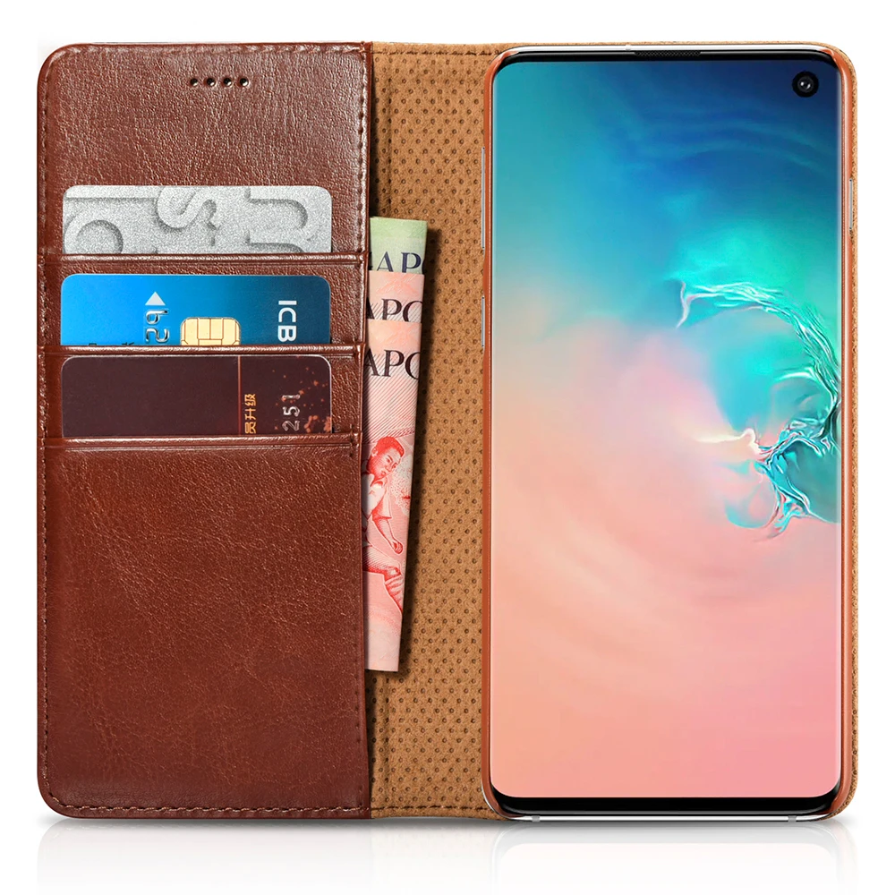 Роскошный Ультратонкий кожаный флип-чехол для Galaxy S10 + Plus S10E защитный
