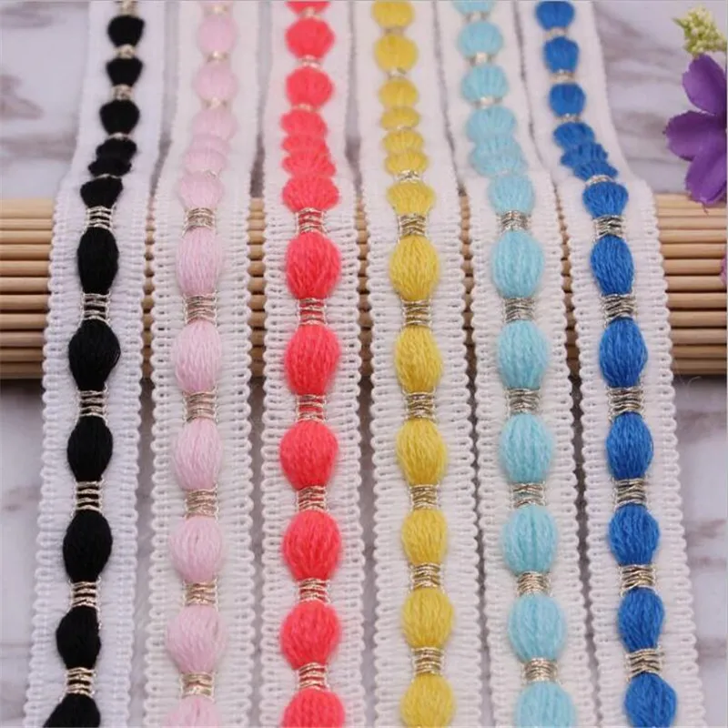 Шерсть лента кружево 1 ярд сплошной цвет шерсть мяч кружева ленты материалы для