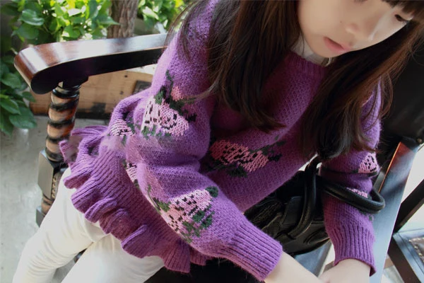 Свитера для маленьких девочек осень 2017 модный вязаный пуловер с длинными