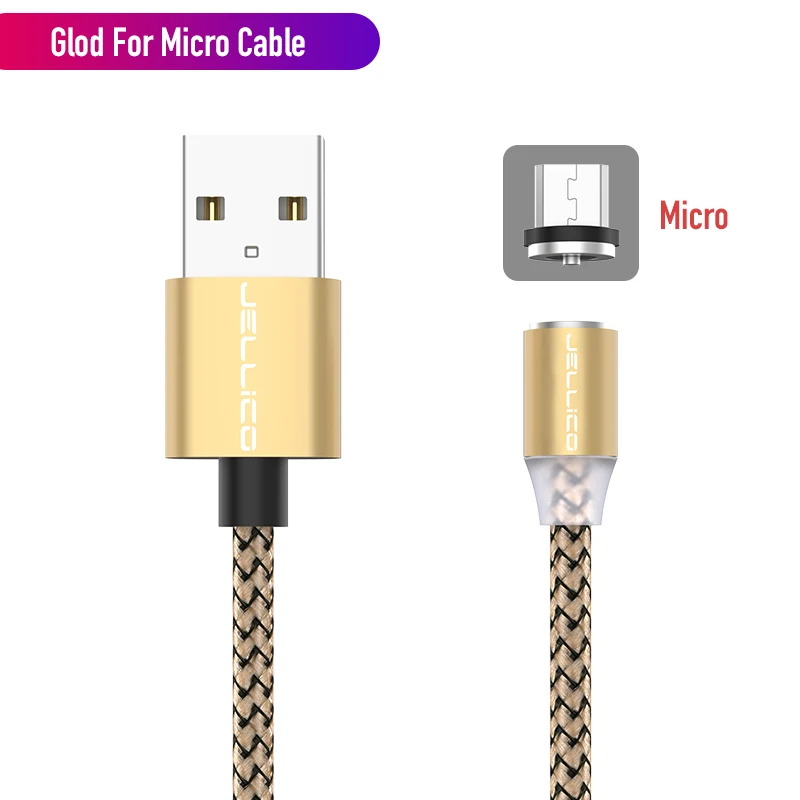 Jellico магнитное зарядное устройство Micro USB кабель для Xiaomi huawei Android мобильный телефон Быстрая зарядка Магнит Micro USB кабель для передачи данных провод - Цвет: Gold For Micro USB