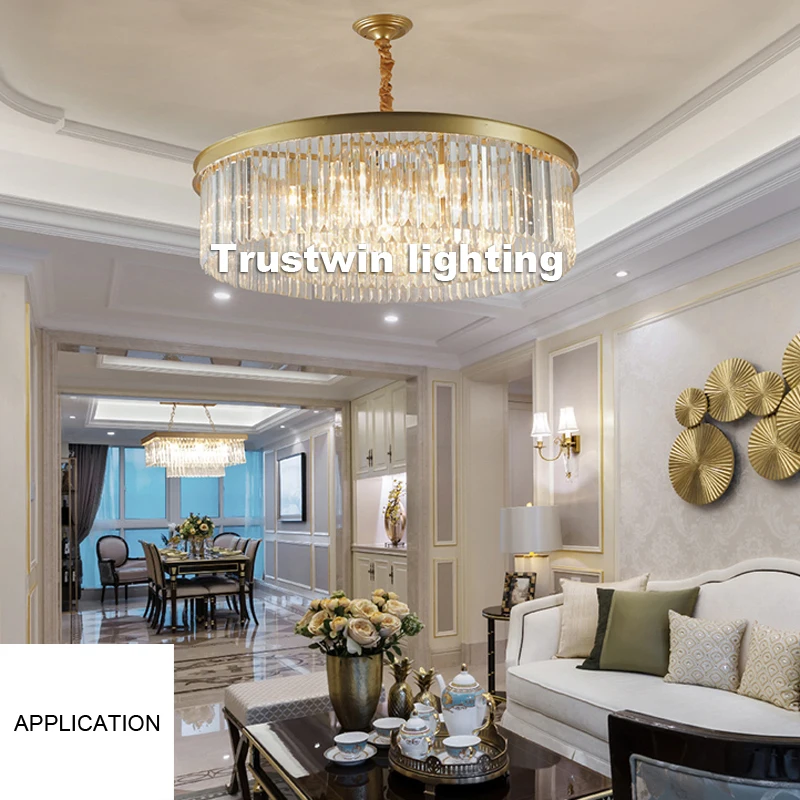 American Retro RH gold modern glass crystal Led Chandelier light fixture metal pendant chandelier hanging lamp | Лампы и освещение