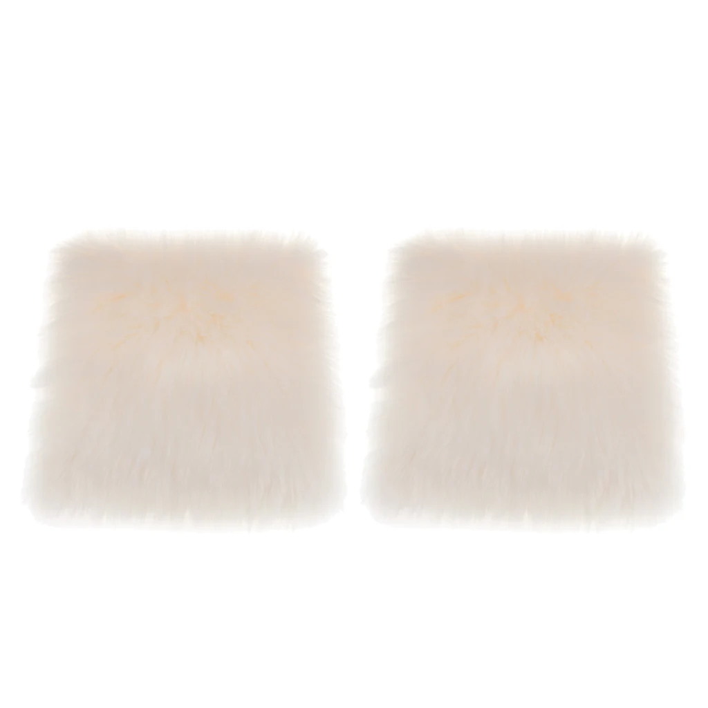 Pack 2 Faux Sheepskin Seat Cushion Bedroom Floor Mat Office Car Sofa Chair Pad Tatami 40cmx40cm -White | Дом и сад